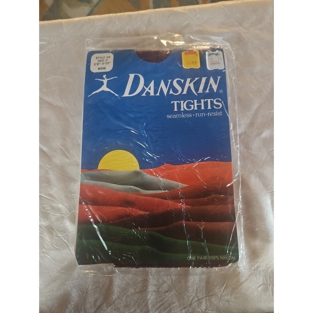 VTG NEW DANSKIN WINE CLASSIC TIGHTS DANCE FASHION OPAQUE EXERCISE *C